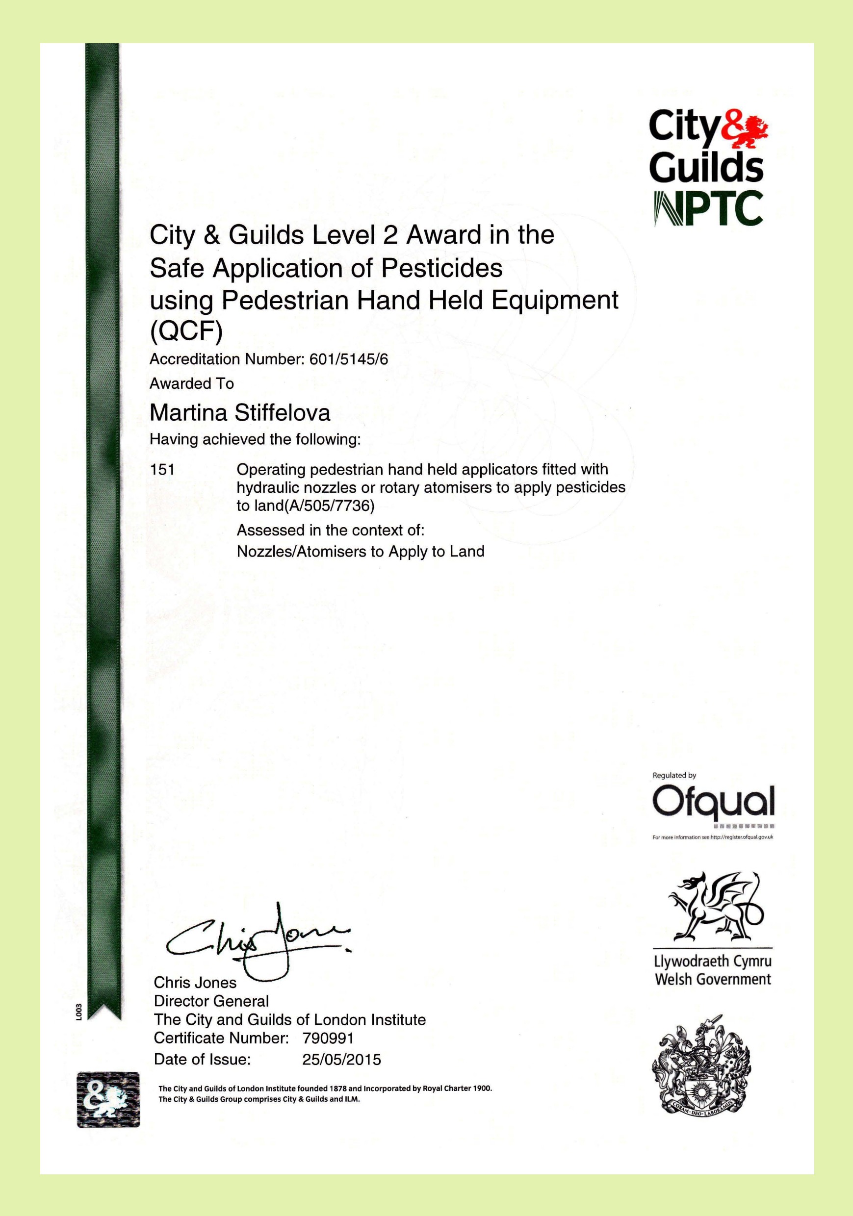 City and Guilds Spraying Certificate Pests