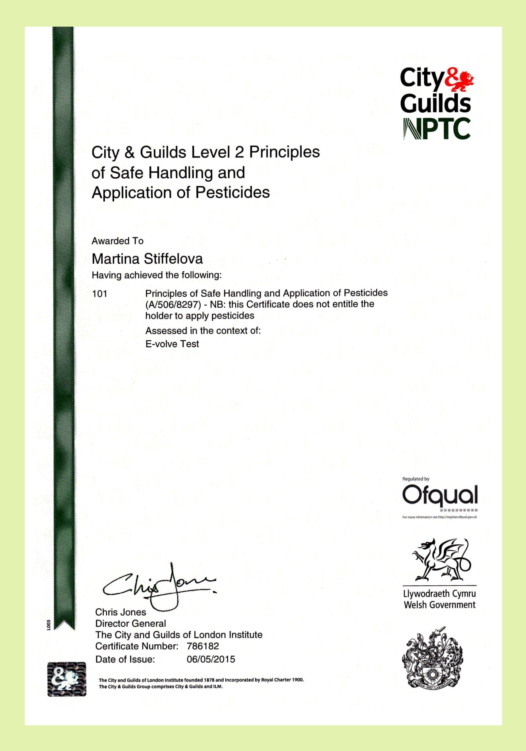 City and Guilds Spraying Certificate PA